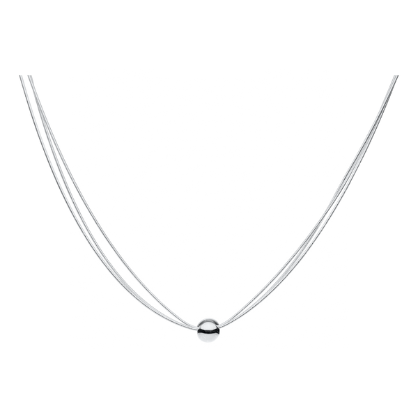 3 Strand 1 Bead Necklace in Sterling Silver, 16-18