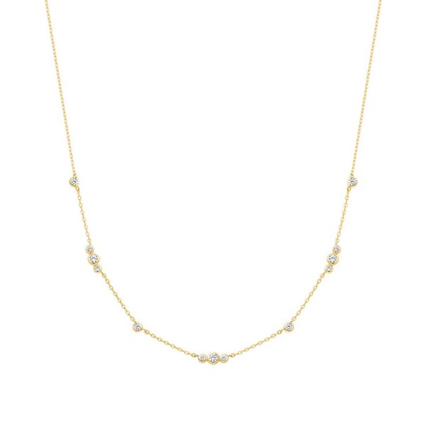 Gold plated Sterling Silver Sparkling Bezel Cubic Zirconia Station Necklace Conti Jewelers Endwell, NY