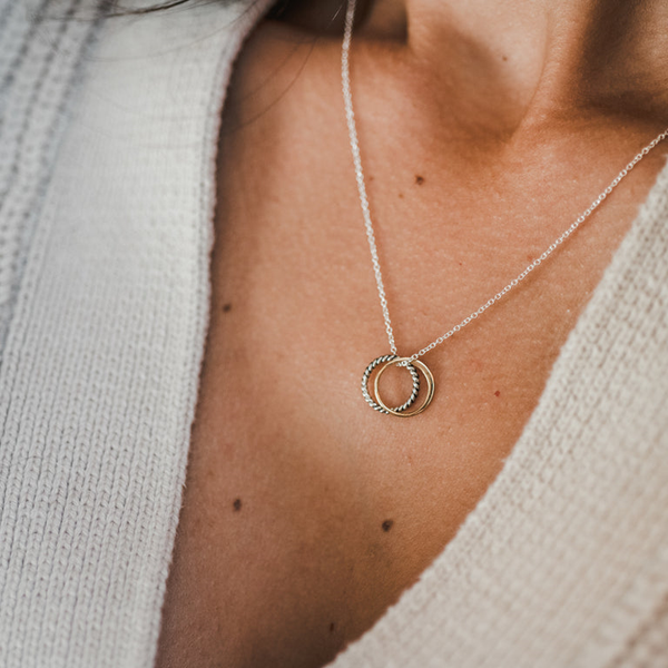 True Friends Necklace in Sterling Silver & Yellow Gold Image 2 Conti Jewelers Endwell, NY