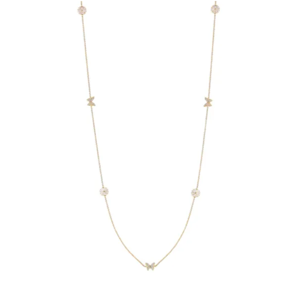 Cubic Zirconia Sweetrock Long Nature Necklace in 18K Yellow Gold Plated Sterling Silver Image 2 Conti Jewelers Endwell, NY