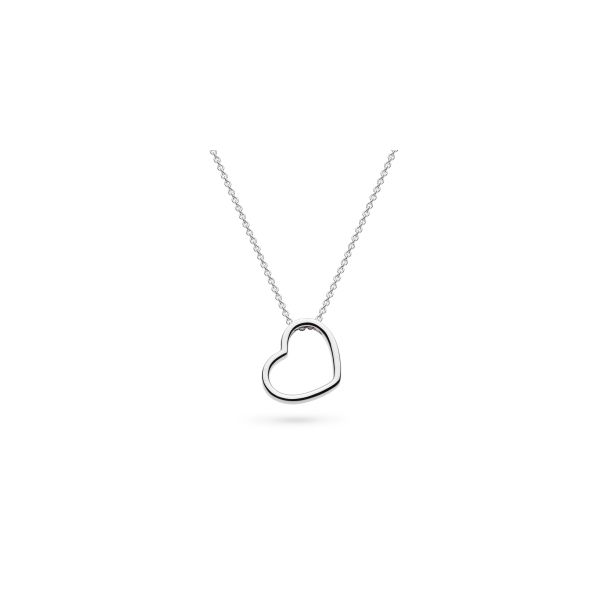 Love Heart Outline Necklace in Sterling Silver 18