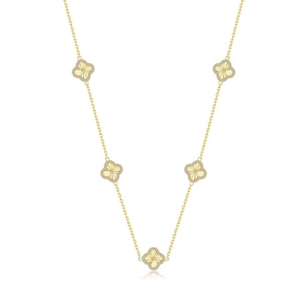 Station Clover Necklace in Sterling Silver Yellow Gold Conti Jewelers Endwell, NY