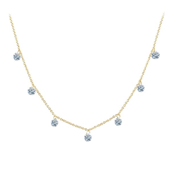 SS Yellow Gold Plated CZ Frameless Raindrop Necklace Conti Jewelers Endwell, NY