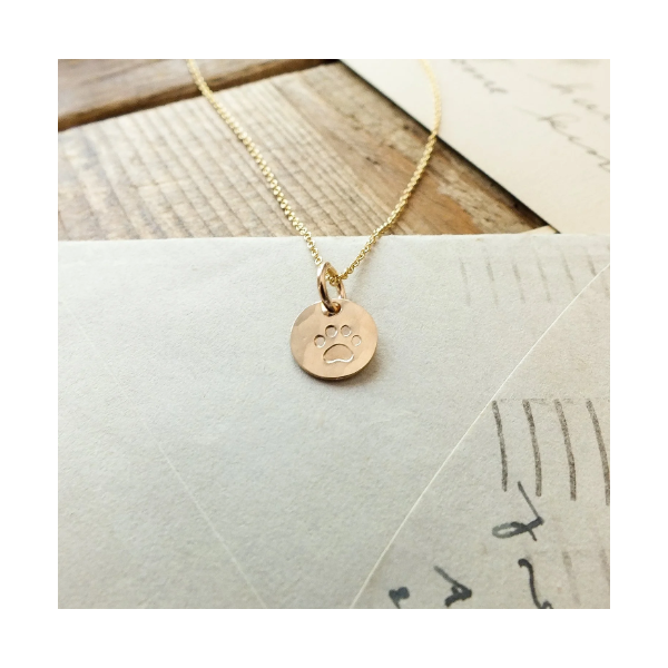Paw Print Necklace in 14k Yellow Gold-Fill Image 2 Conti Jewelers Endwell, NY