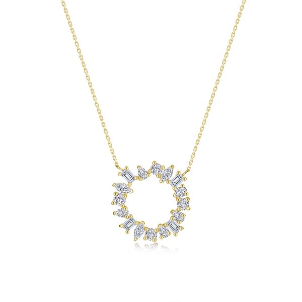 CZ Sterling silver Gold Plated Prismatic Circle Necklace Conti Jewelers Endwell, NY