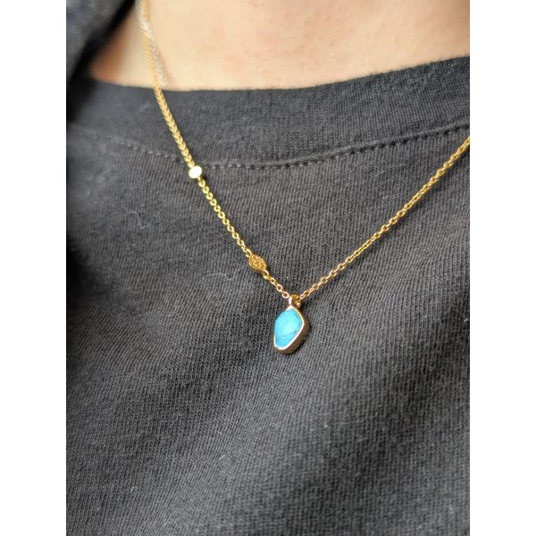 Yellow Gold Plated Turquoise Pendant Necklace Image 2 Conti Jewelers Endwell, NY