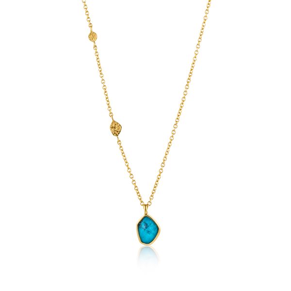 Yellow Gold Plated Turquoise Pendant Necklace Conti Jewelers Endwell, NY