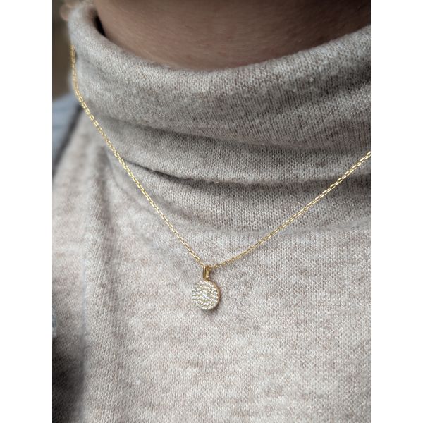 SS YGP Glam Disc Pendant Necklace Image 2 Conti Jewelers Endwell, NY
