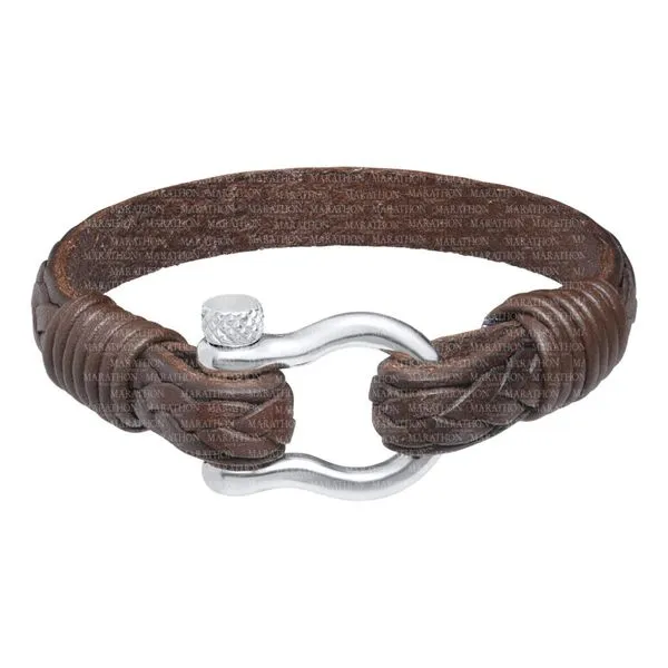 Men's Brown Leather Shackle Bracelet Conti Jewelers Endwell, NY