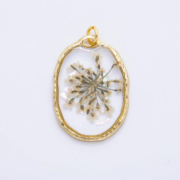 Gold Fill Oval Resin Flower Charm Conti Jewelers Endwell, NY