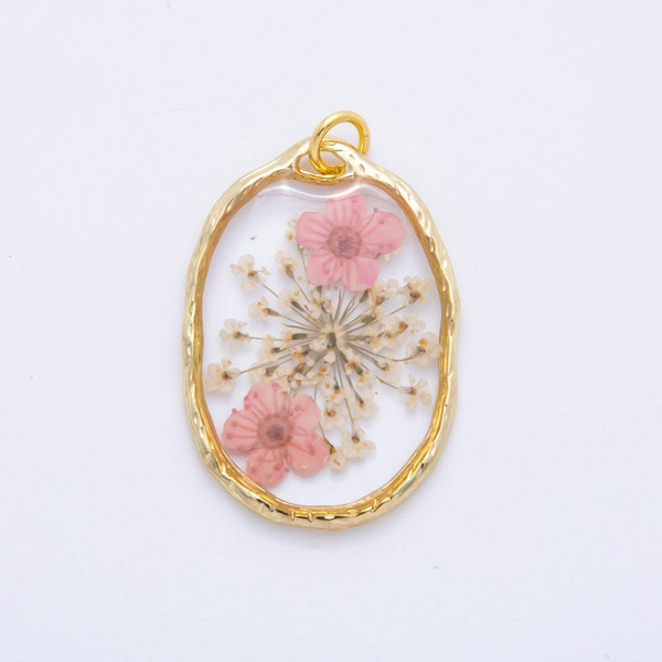 Gold Fill Oval Resin Flower Charm Conti Jewelers Endwell, NY