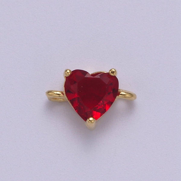 Red Cubic Zirconia Heart Link Charm Conti Jewelers Endwell, NY