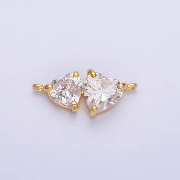 Gold Fill Two CZ Heart Link Charm Conti Jewelers Endwell, NY