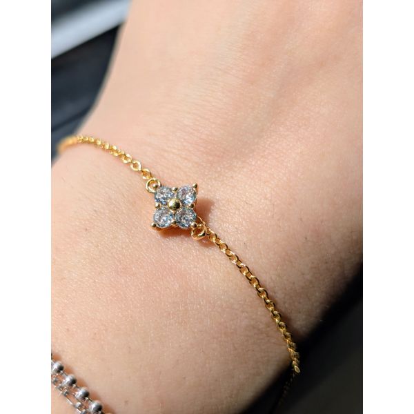 Gold Fill Quatrefoil CZ Link Charm Image 2 Conti Jewelers Endwell, NY