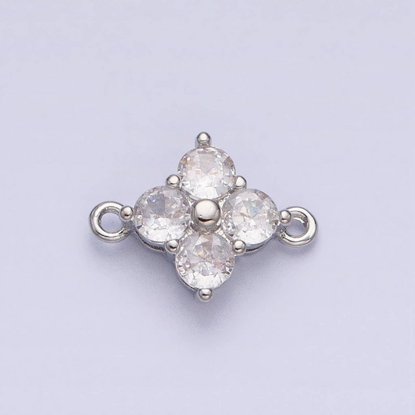 Silver Quatrefoil CZ Link Charm Conti Jewelers Endwell, NY