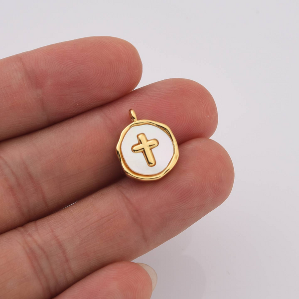 Gold Fill mother of pearl inlay w/ Cross Charm Conti Jewelers Endwell, NY