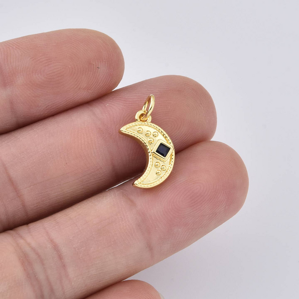 Gold Fill Cresant moon w/CZ Charm Conti Jewelers Endwell, NY