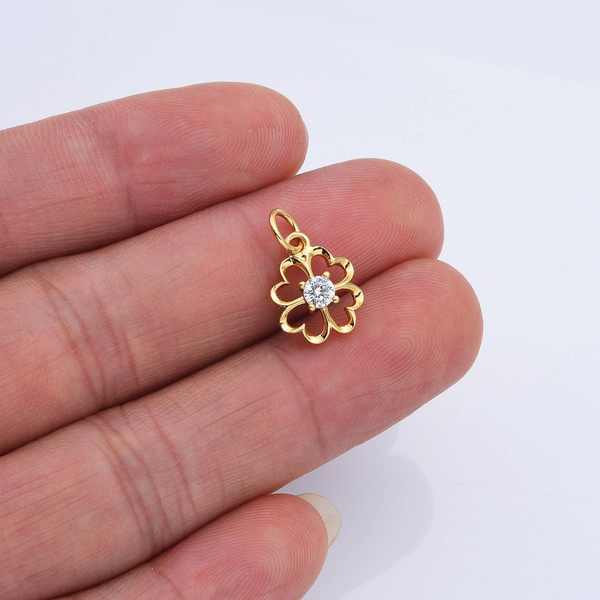 Gold Filled Hollow Clover Heart Flower Charm Conti Jewelers Endwell, NY