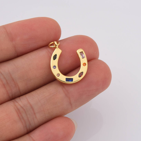 Gold Filled Rainbow Cz Horseshoe Charm Conti Jewelers Endwell, NY
