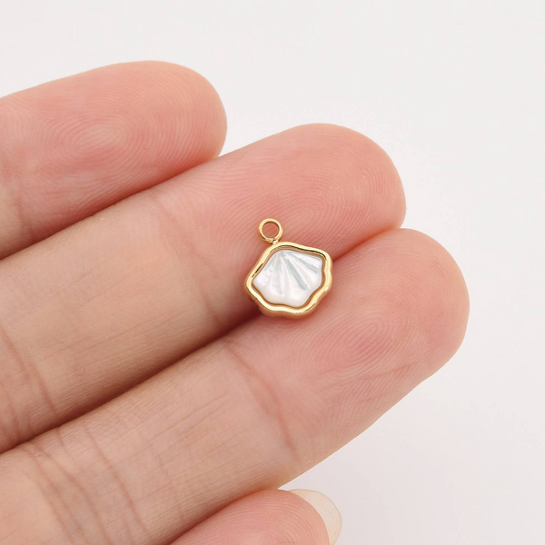 Gold Filled Stainless Steel Shell Mother of Pearl Charm Conti Jewelers Endwell, NY