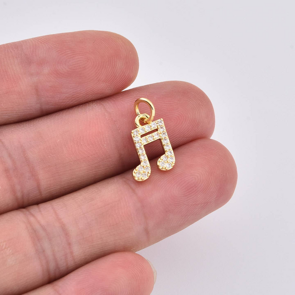 Gold Fill CZ Beamed Sixteenth Note Charm Conti Jewelers Endwell, NY