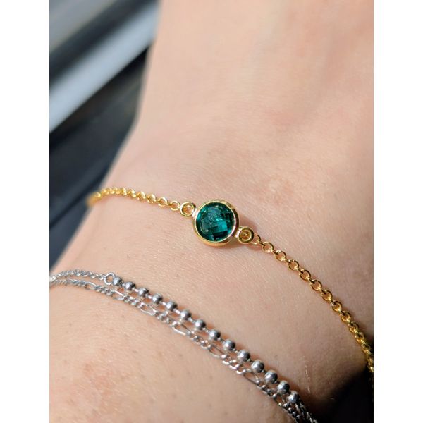CZ YGF Faceted Birthstone Charm Link Em Green May Image 2 Conti Jewelers Endwell, NY