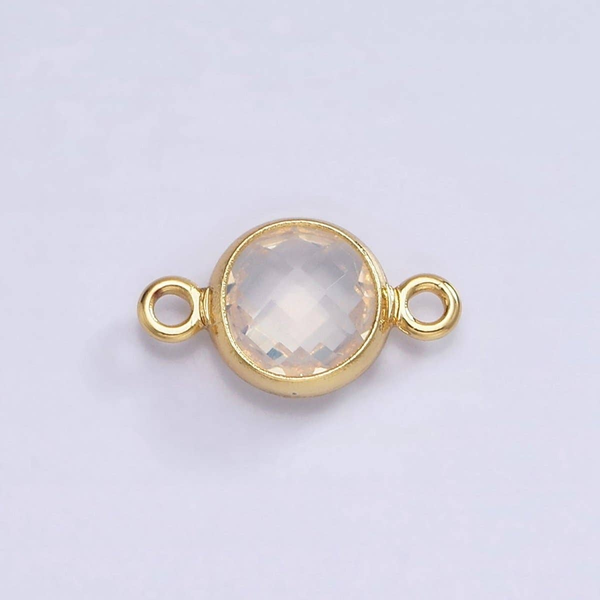 CZ Yellow Gold Fill Faceted Birthstone Charm Link October Conti Jewelers Endwell, NY