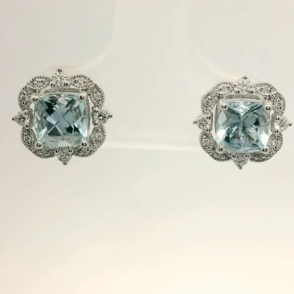 Vintage Look Aquamarine and Diamond Earrings Cooper Fine Jewelers Texarkana, TX
