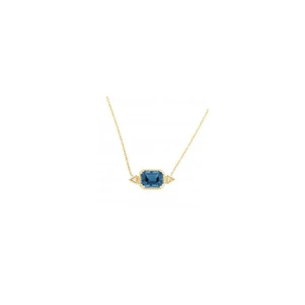 Yellow Gold London Blue Topaz East West Pendant with Diamond Accents Cooper Fine Jewelers Texarkana, TX