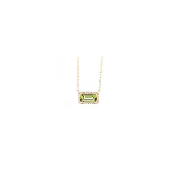 East West Yellow Gold Peridot and Diamond Pendant Cooper Fine Jewelers Texarkana, TX