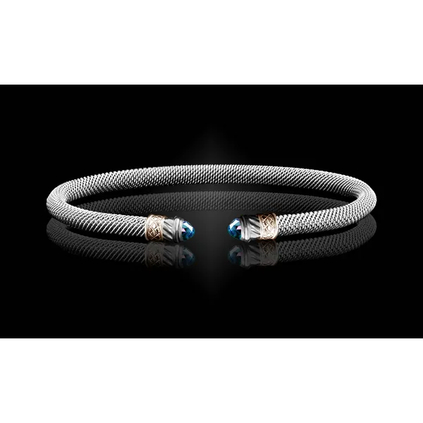 Blue Topaz Milanese Mesh Classica Cuff Bracelet Cooper Fine Jewelers Texarkana, TX