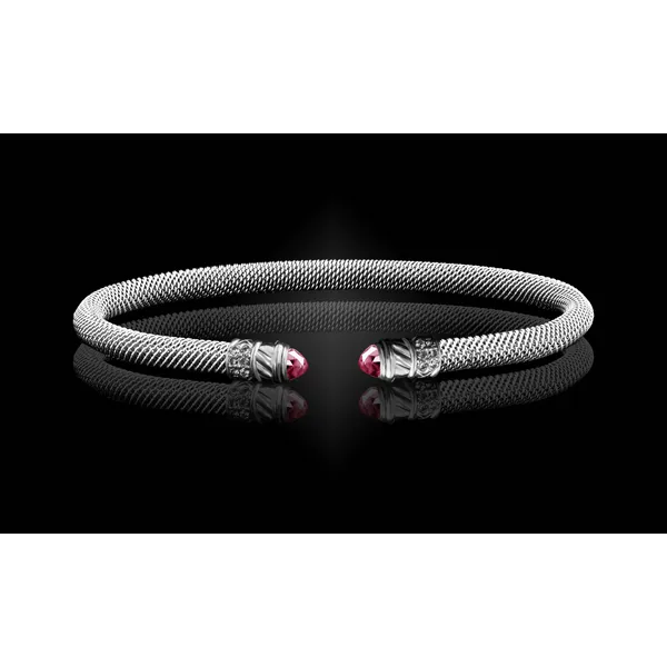 Lab Created Pink Sapphire Milanese Mesh Classica Cuff Bracelet Cooper Fine Jewelers Texarkana, TX