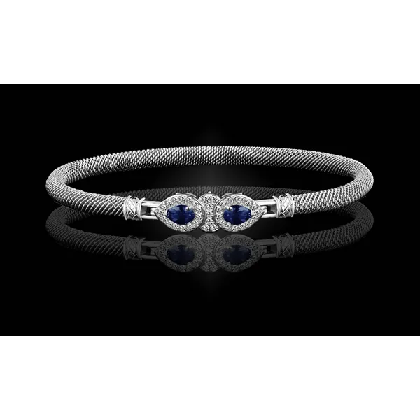 Lab Blue Sapphire Milanese Mesh La Pera Bangle Bracelet Cooper Fine Jewelers Texarkana, TX
