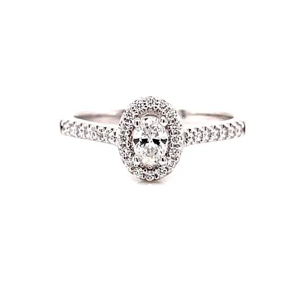 14 Karat White Gold Oval Center with Diamond Halo Engagement Ring Corinth Jewelers Corinth, MS