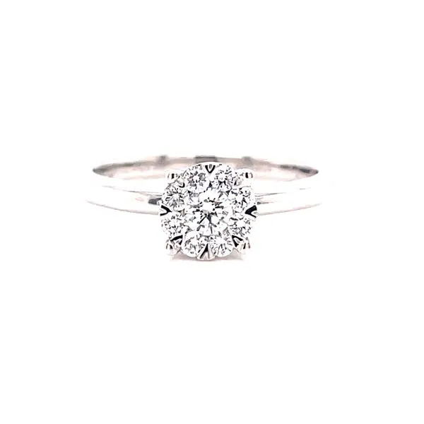 14 Karat White Gold Round Illusion Center with Polished Shank Solitaire Engagement Ring Corinth Jewelers Corinth, MS