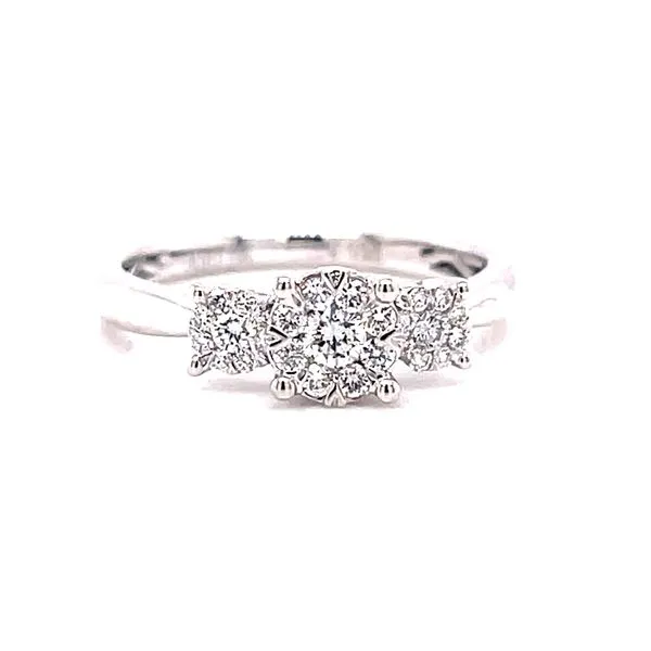 14 Karat White Gold 3-Stone Round Illusion Center with Polished Shank Engagement Ring Corinth Jewelers Corinth, MS