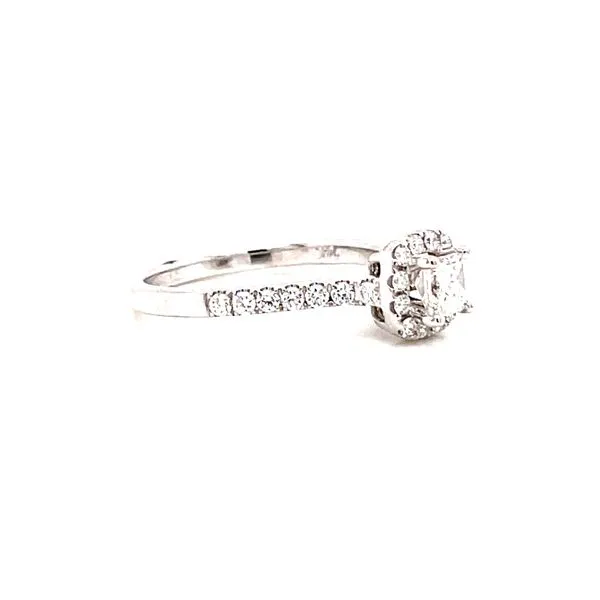 14 Karat White Gold Princess Cut Center Stone with Cushion Diamond Halo Engagement Ring Image 2 Corinth Jewelers Corinth, MS
