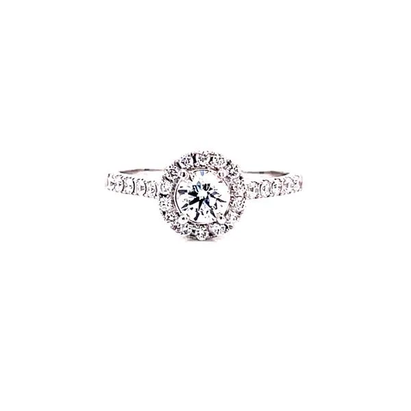 14 Karat White Gold Round Cut Center with Diamond Halo Engagement Ring Corinth Jewelers Corinth, MS