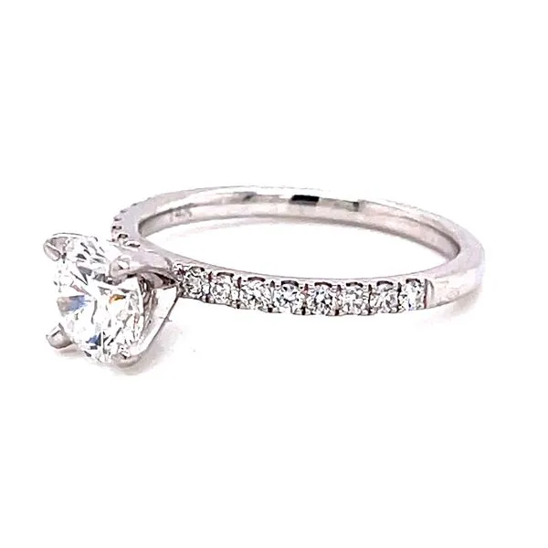 14 Karat White Gold Brilliant Round Cut Center Solitaire Engagement Ring with Diamond Shank Image 2 Corinth Jewelers Corinth, MS