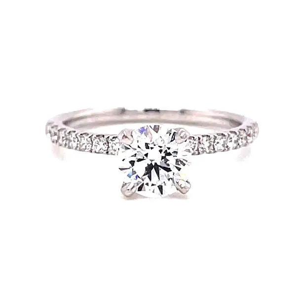 14 Karat White Gold Brilliant Round Cut Center Solitaire Engagement Ring with Diamond Shank Corinth Jewelers Corinth, MS
