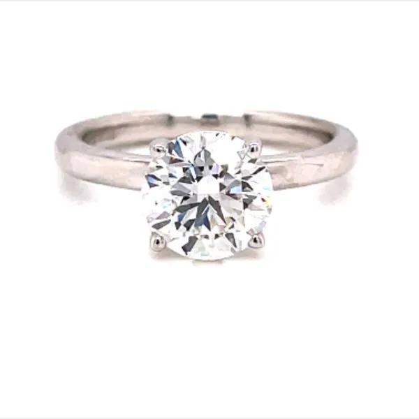 14 Karat White Gold Round Brilliant Lab Grown Center 4 - Prong Solitaire with Polished Shank Engagement Ring Corinth Jewelers Corinth, MS