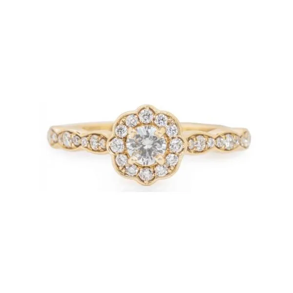 14 Karat Yellow Gold 0.25 ct Round Shape Center with Flower Style Halo Diamond Engagement Ring - 0.48ctw - **closeout** Corinth Jewelers Corinth, MS