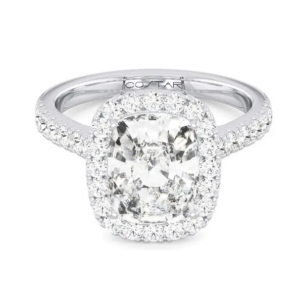14 Karat White Gold 2.00 ct Cushion Shape Center with Diamond Halo and Shank Engagement Ring - 0.55 ctw Corinth Jewelers Corinth, MS