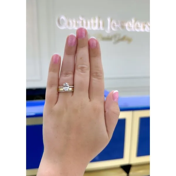 14 Karat Yellow and White Gold 1.50 ct Oval Shape Center with Hidden Diamond Halo and Shank Solitiare Engagemet Ring - 0.50 ctw Image 2 Corinth Jewelers Corinth, MS