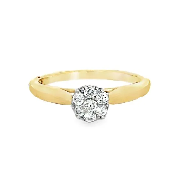 10 Karat Yellow Gold Round Shape Diamond Cluster with Polished Shank Engagement Ring - 0.25 ctw Corinth Jewelers Corinth, MS