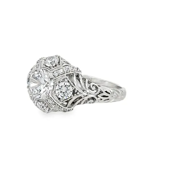 **SAMPLE** 1.00 ct Round Brilliant Shape Center with Milgrain and Filligree Detailing around the Center Stone Art Deco Inspired Engagement Ring - 1.87 Image 2 Corinth Jewelers Corinth, MS