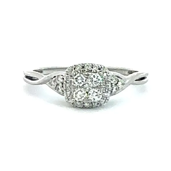 14 Karat White Gold Round Illusion Diamonds with Cushion Diamond Halo Promise Ring -025ct Corinth Jewelers Corinth, MS