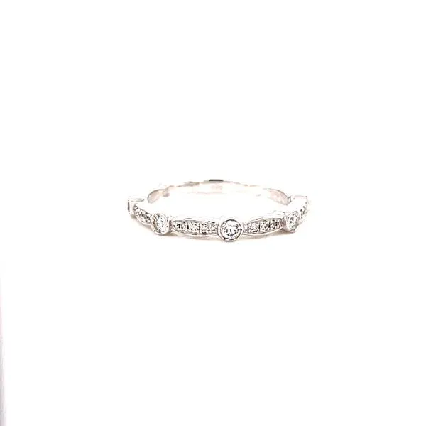 14 Karat White Gold Alternating Round and Channel Set Diamonds Diamond Stacker Band Corinth Jewelers Corinth, MS