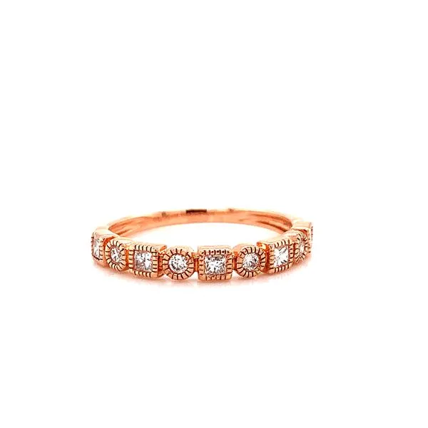 14 Karat Rose Gold Square and Round Alternating Diamond Band Corinth Jewelers Corinth, MS
