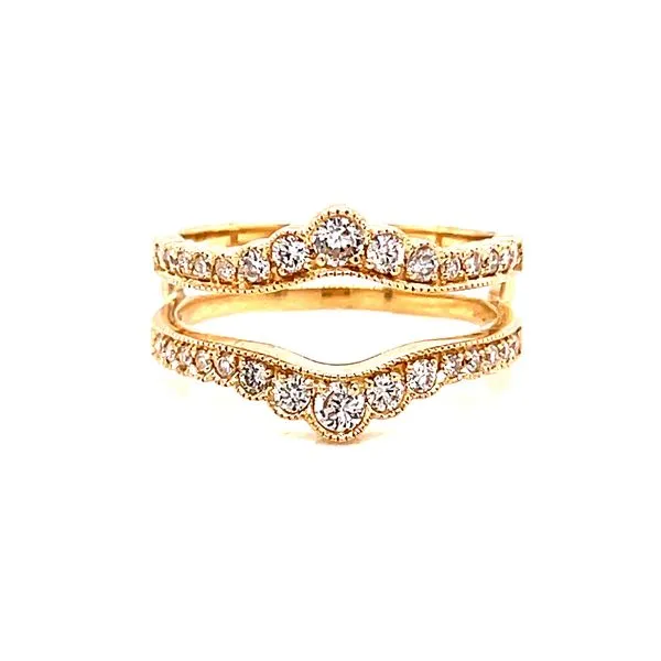 14 Karat Yellow Gold Scalloped Diamond Ring Guard with Beaded Accents Corinth Jewelers Corinth, MS